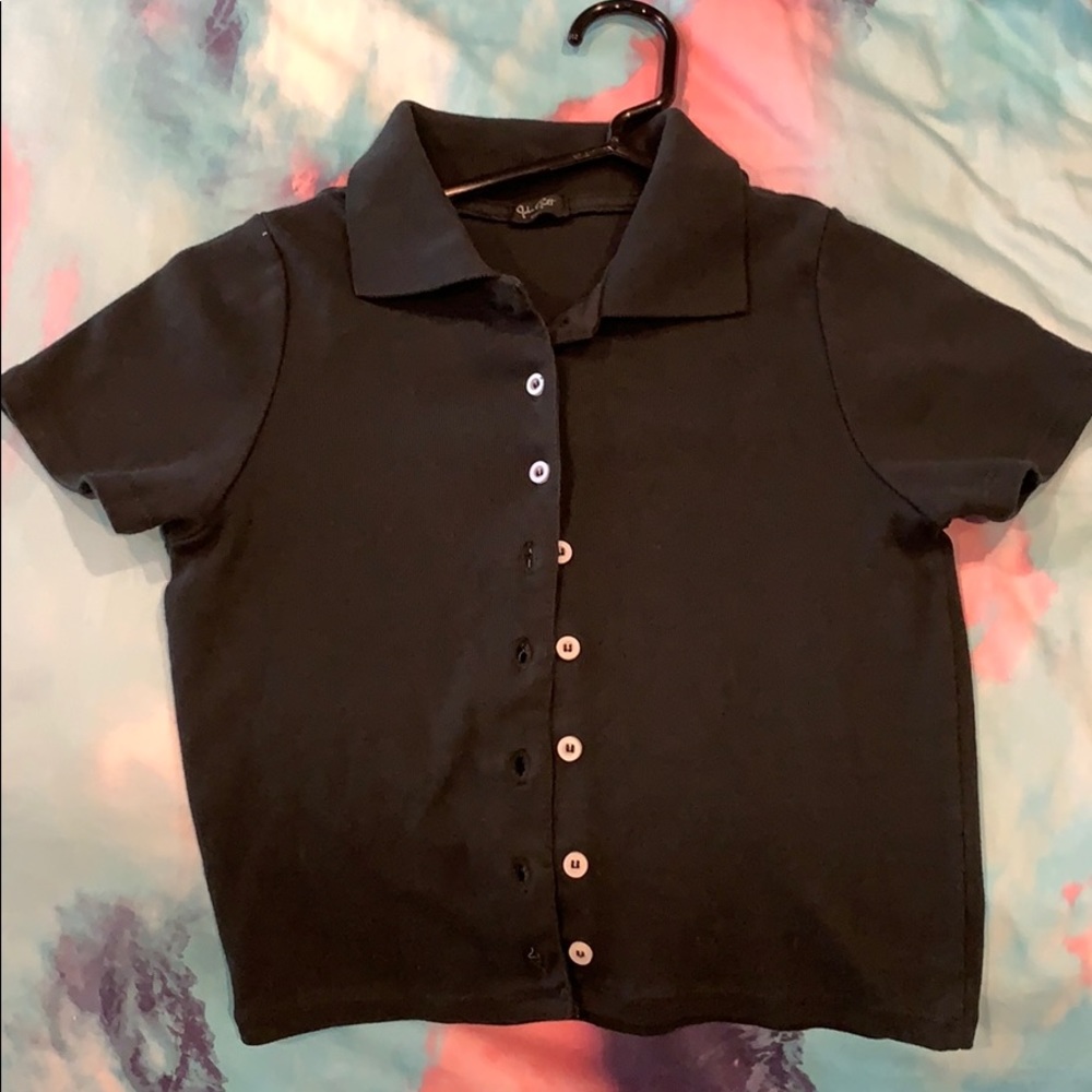 Brandy Melville dark green button up top